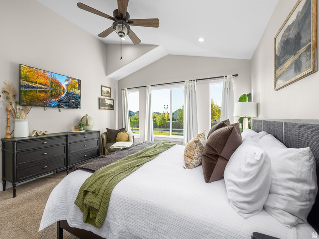 7 Sterling Loop Vineyard, UT 84059 - Photo 20 of 43 Vaulted ceiling with a ceiling fan and recessed lighting