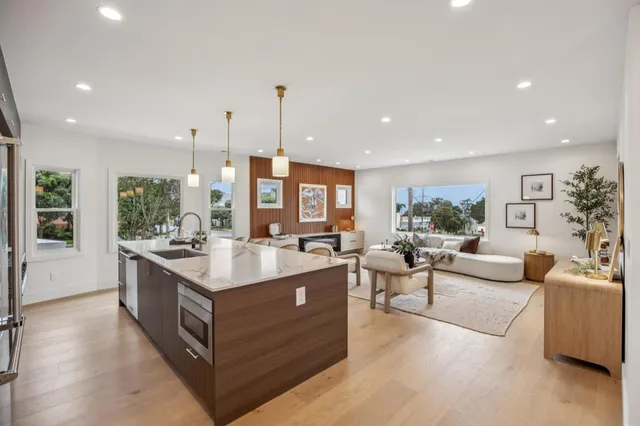 a bedroom with a bed and a table