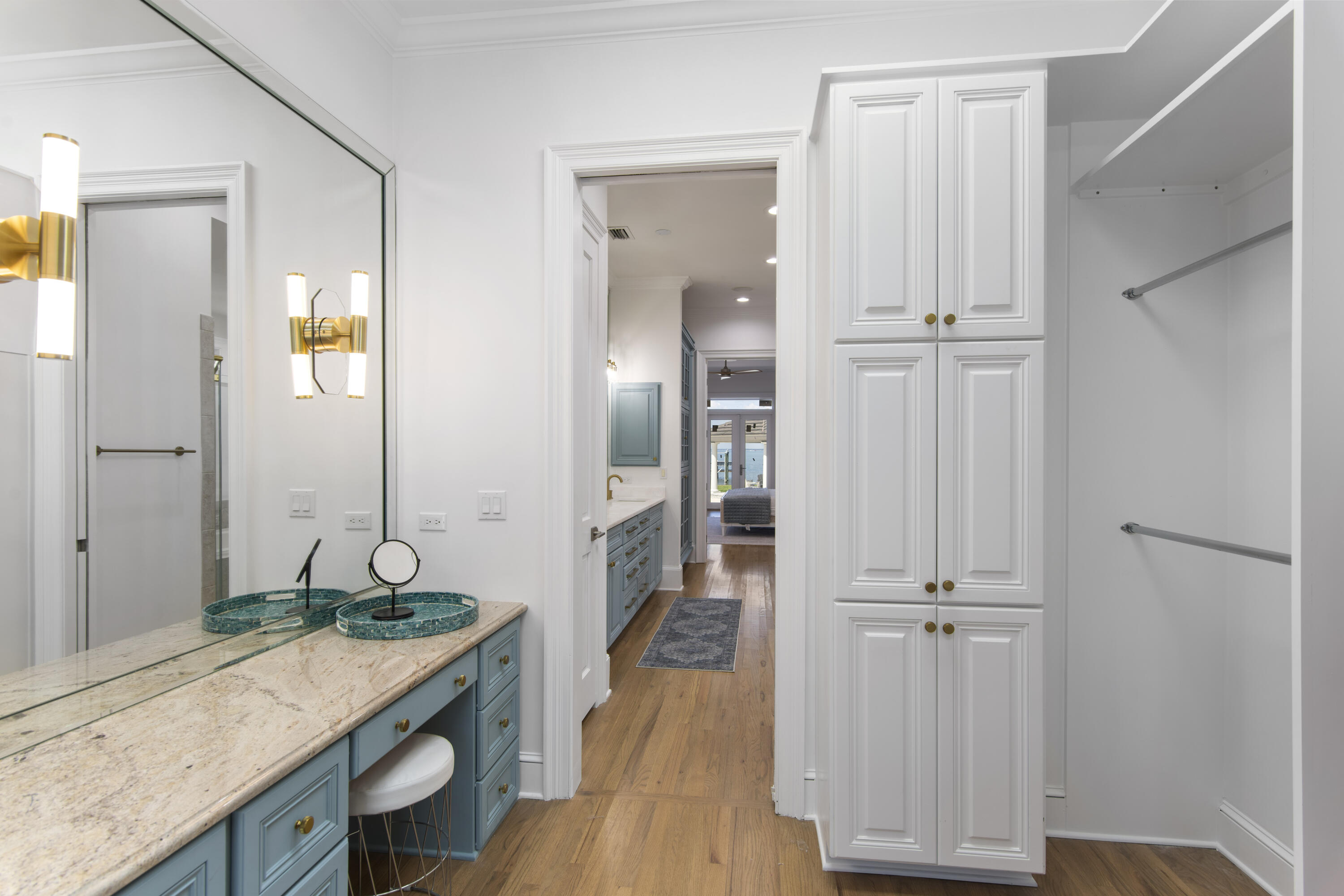 671 Driftwood Point Road Santa Rosa Beach, FL 32459 - Photo 25 of 41 a bathroom with a granite countertop sink and a mirror