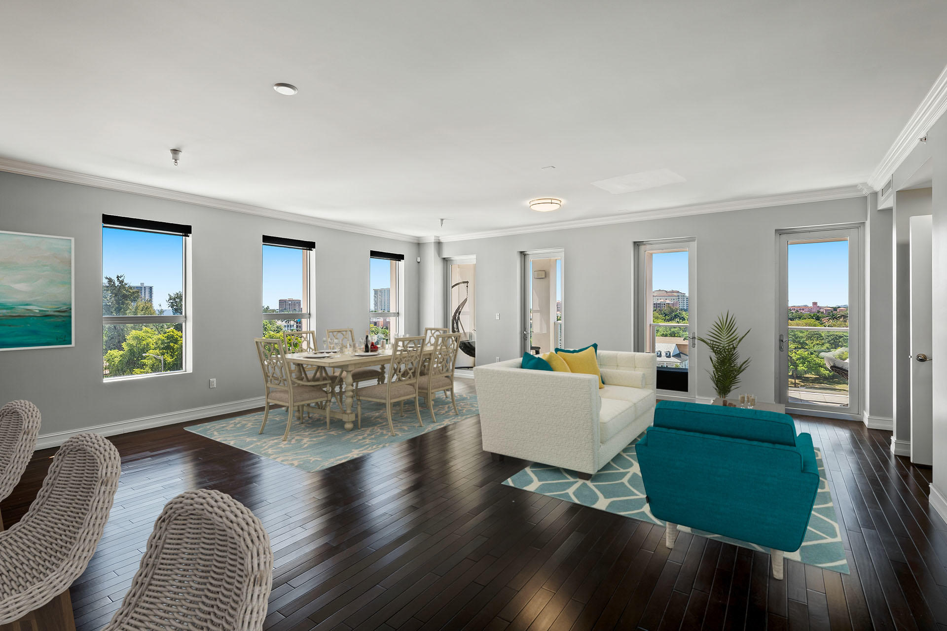 455 East Palmetto Park Road, Unit 7W Boca Raton, FL 33432 - Photo 4 of 39 Virtually Staged - Open Living Room