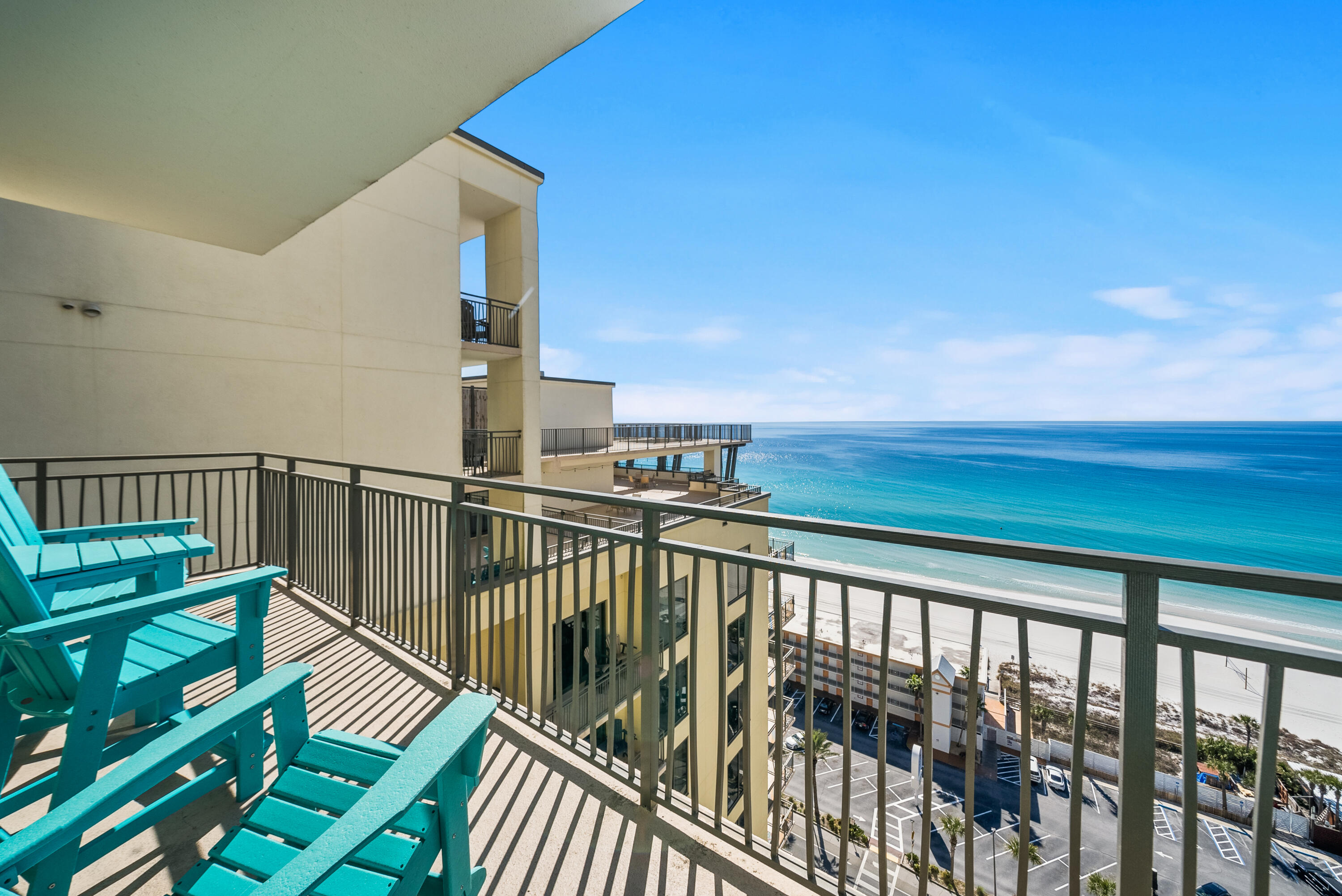15100 Front Beach Road, Unit 1604 Panama City Beach, FL 32413 - Photo 29 of 66 a view of a balcony with wooden floor