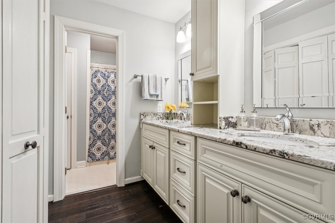 4704 Lady Slipper Path Williamsburg, VA 23188 - Photo 28 of 50 a bathroom with a granite countertop sink mirror and double