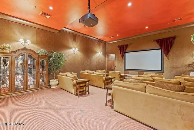 a lobby with furniture