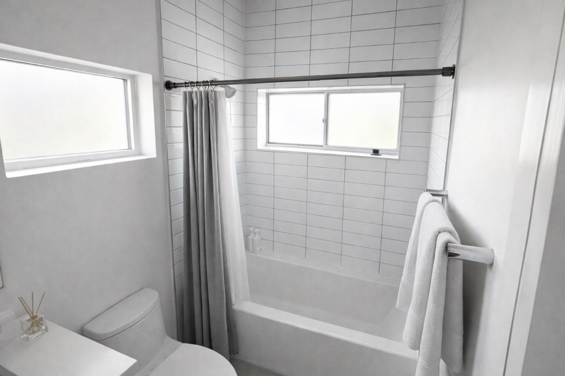 1155 Perry Road, Unit B Austin, TX 78721 - Photo 7 of 7 Bathroom featuring shower / bath combo and toilet