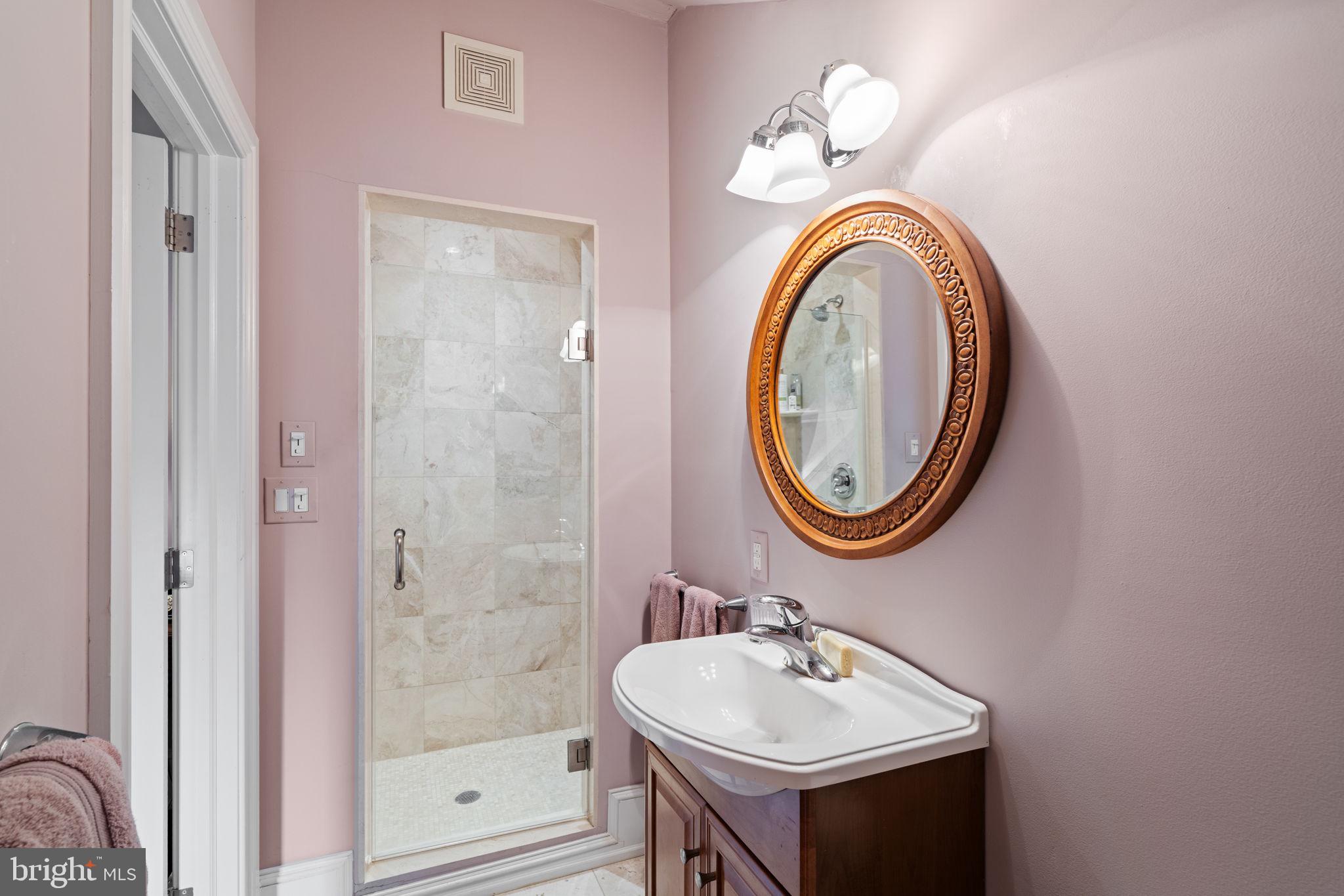 501 Pine Street Philadelphia, PA 19106 - Photo 50 of 52 a bathroom with a sink a mirror and a shower