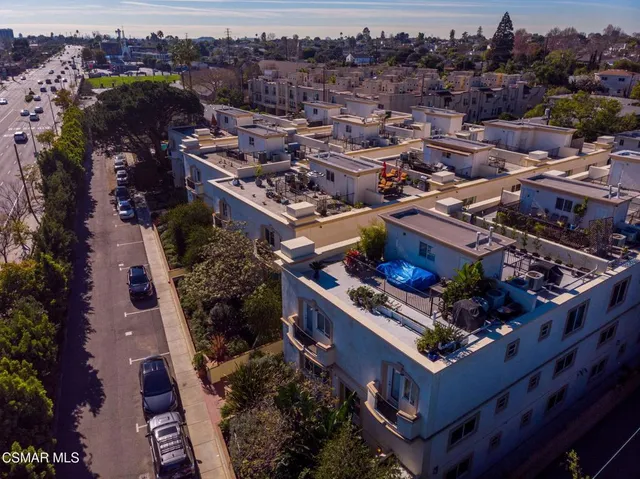 a view of a city that has tall buildings