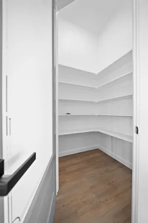 a view of an empty walk in closet