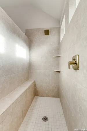 a bathroom with a bathtub