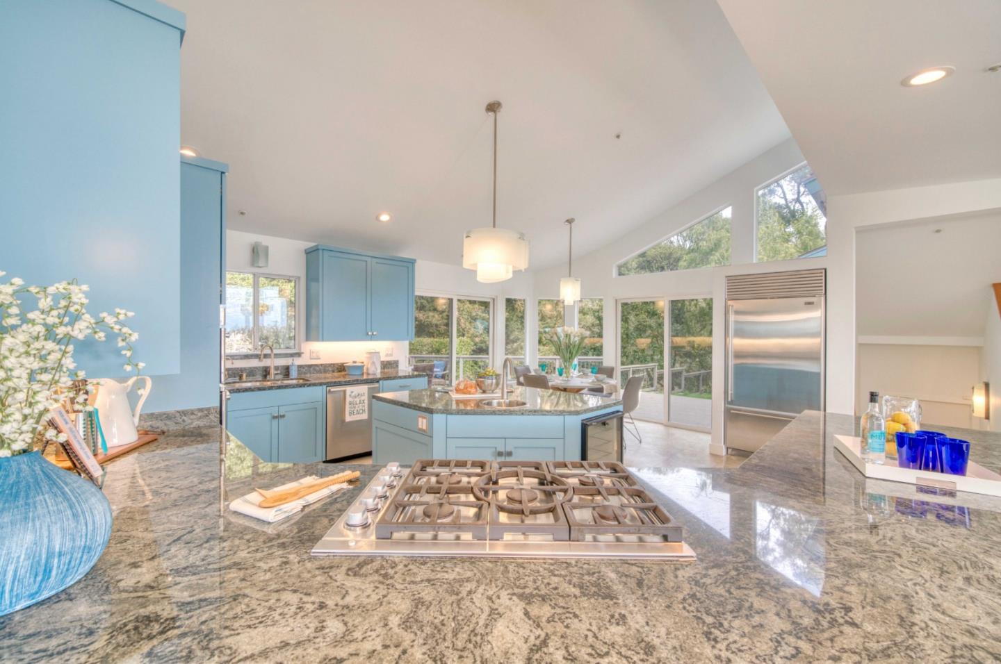 7325 Viewpoint Road Aptos, CA 95003 - Photo 11 of 51 a large kitchen with kitchen island granite countertop a large window in it