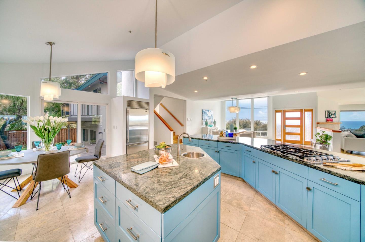 7325 Viewpoint Road Aptos, CA 95003 - Photo 14 of 51 a kitchen with stainless steel appliances granite countertop a sink a stove and a wooden floors