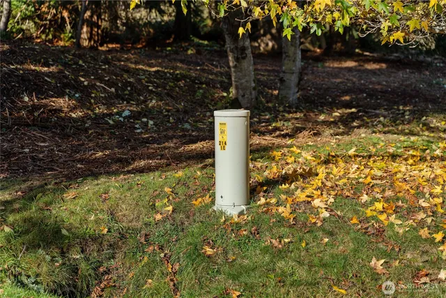 a building view with a garden space