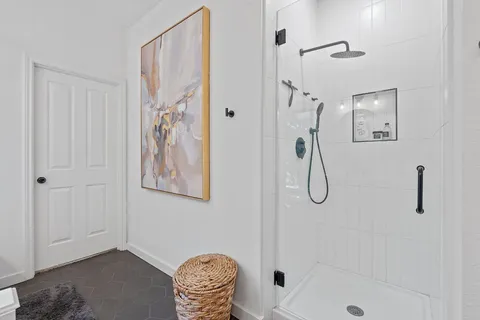 a bathroom with a shower