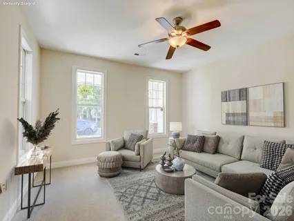 a living room with furniture
