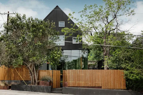 front view of a house with a street