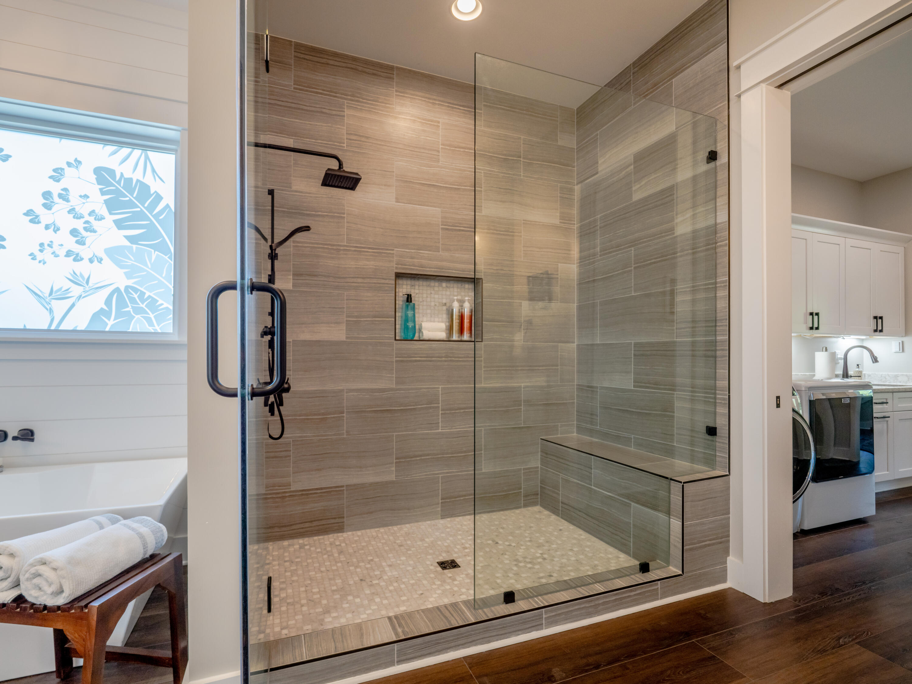 68 Dolphin Place Freeport, FL 32439 - Photo 55 of 118 a bathroom with a shower and a sink a mirror