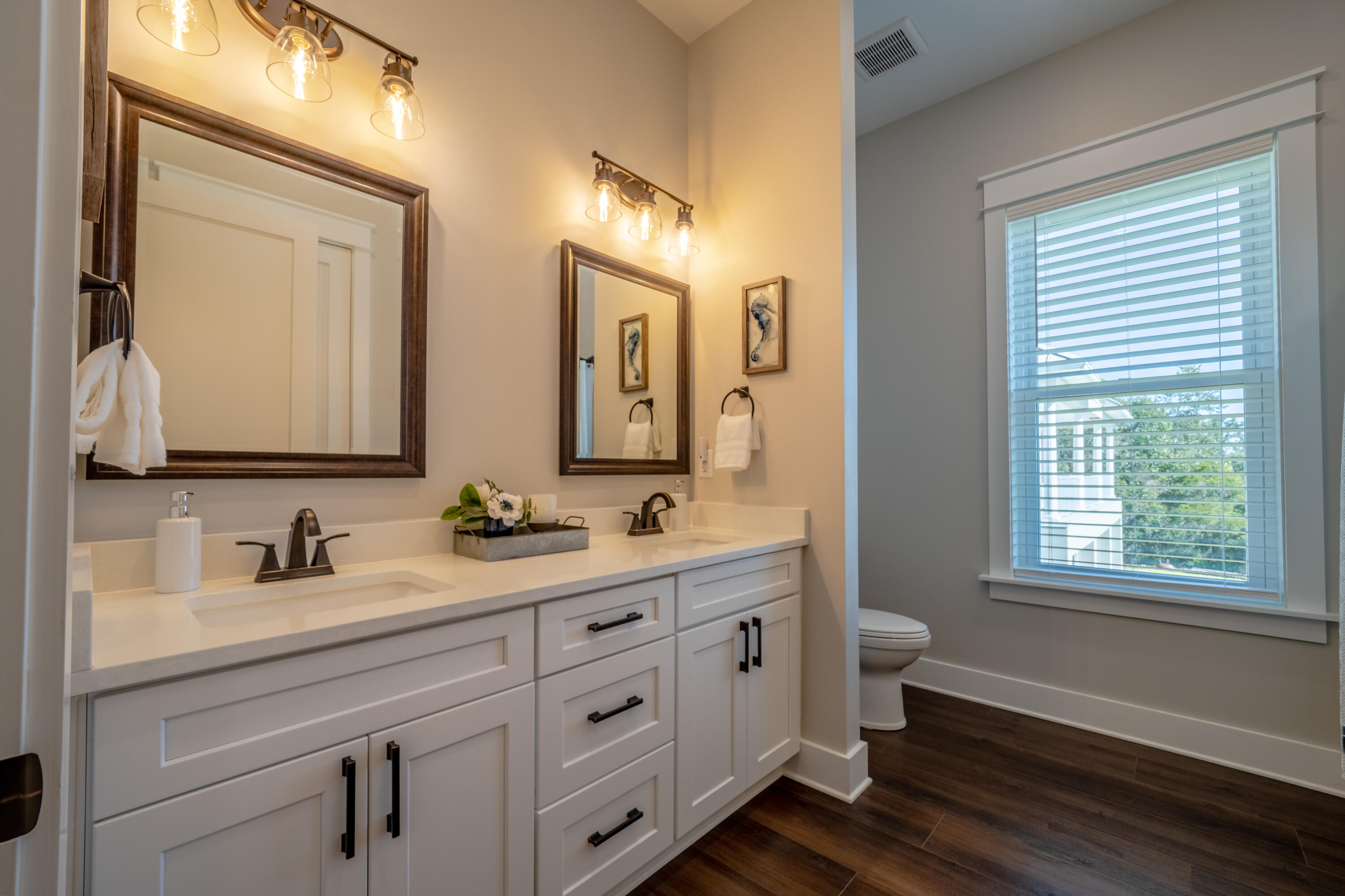 68 Dolphin Place Freeport, FL 32439 - Photo 66 of 118 a bathroom with double vanity sink a mirror and a window