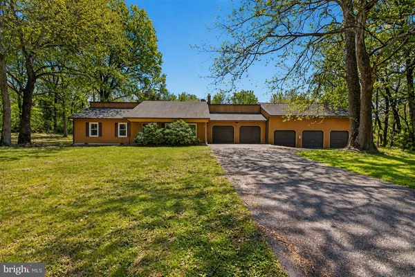 a front view of a house with yard and green space