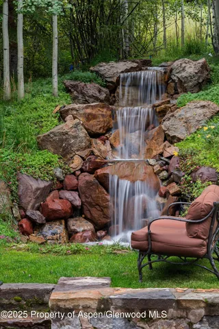 a building outdoor space with patio furniture