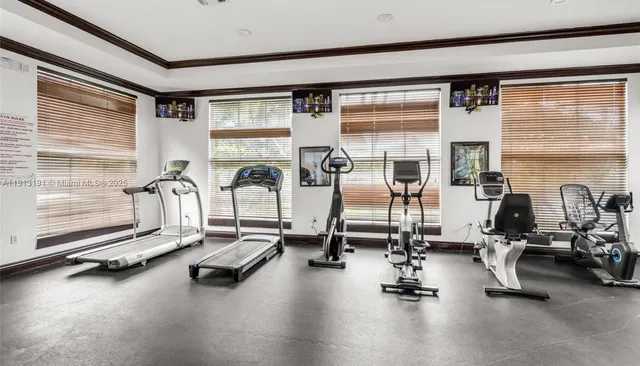 a view of a room with gym equipment