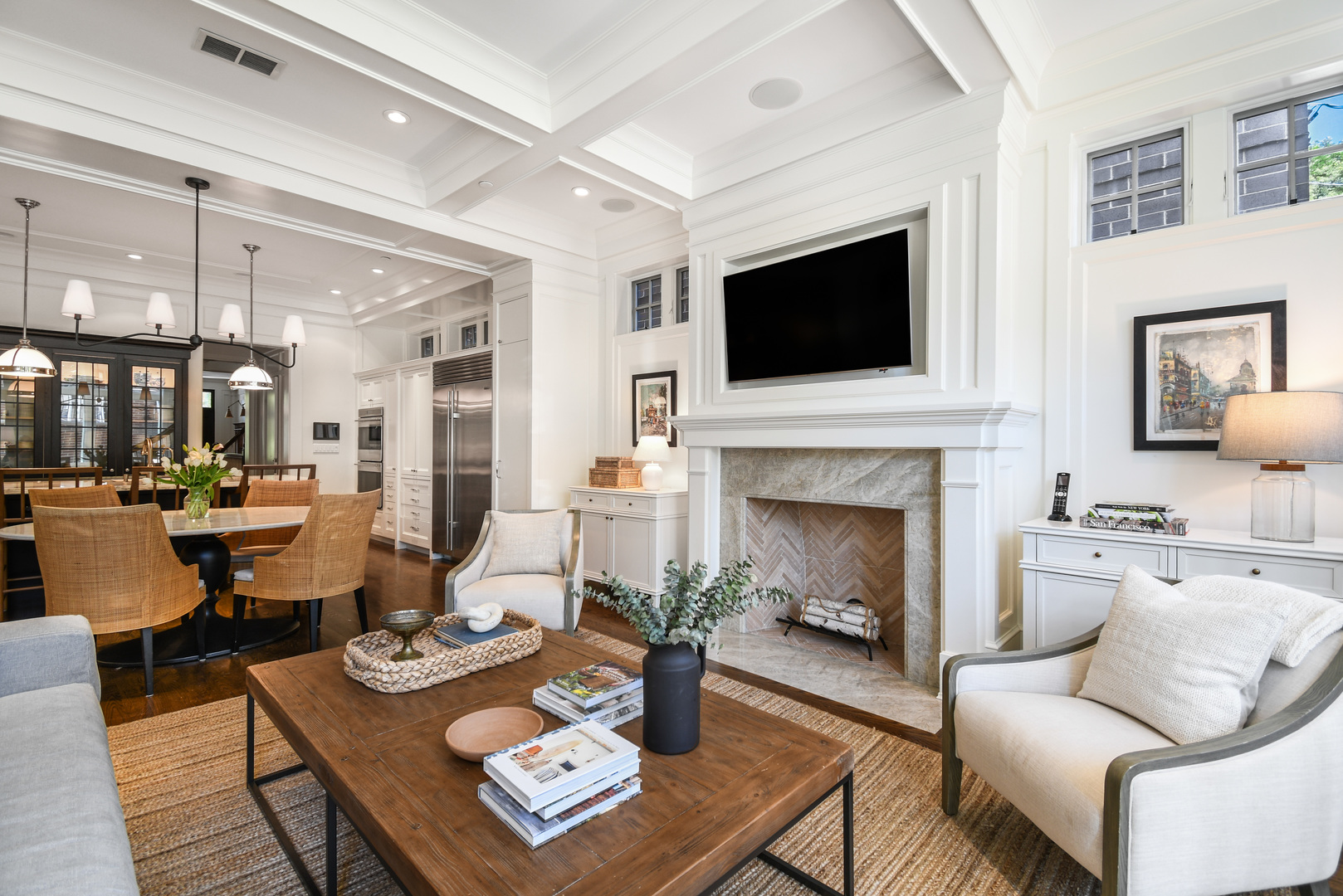 3751 North Greenview Avenue Chicago, IL 60613 - Photo 13 of 52 a living room with furniture fireplace and a flat screen tv