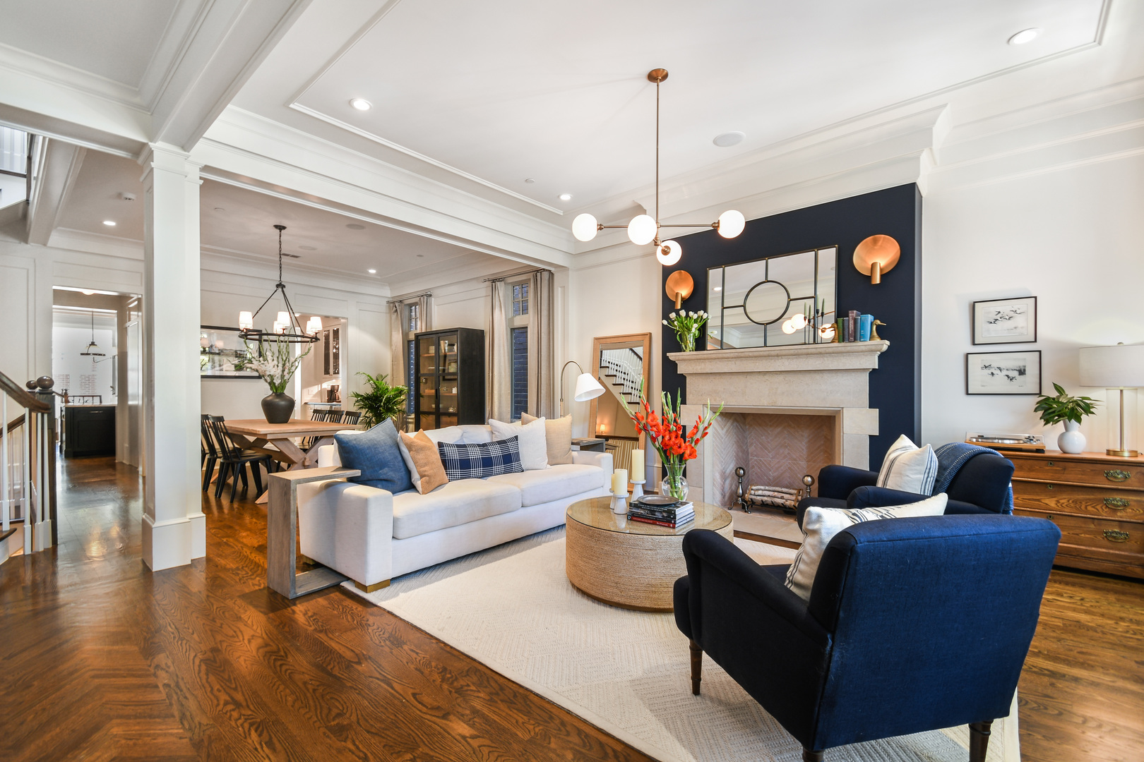 3751 North Greenview Avenue Chicago, IL 60613 - Photo 5 of 52 a living room with furniture and a chandelier