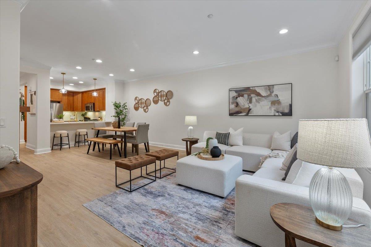 2881 Meridian Avenue, Unit 108 San Jose, CA 95124 - Photo 15 of 41 a living room with furniture and a view of kitchen
