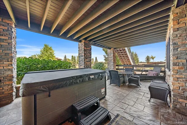 a view of outdoor space with seating