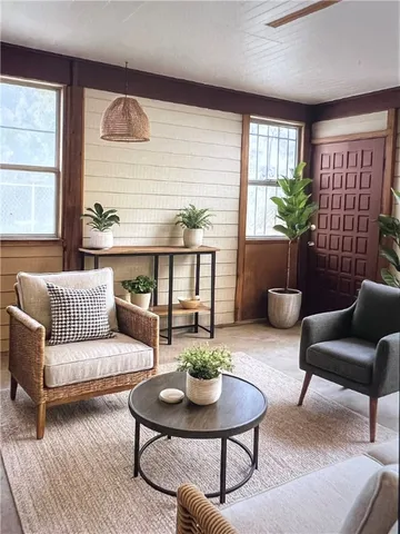 a living room with furniture