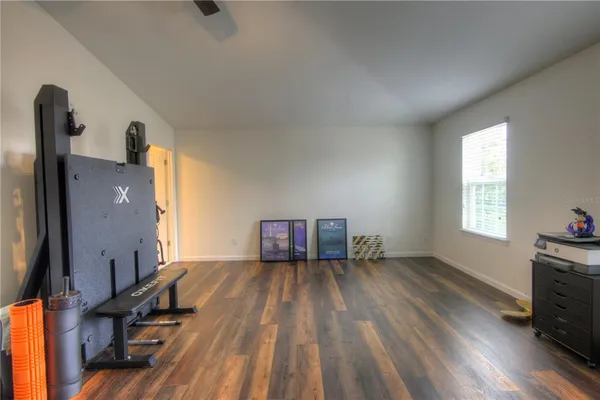 an empty room with windows