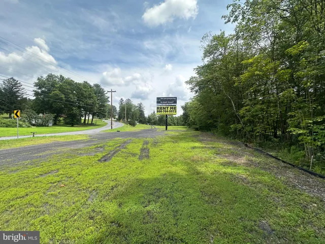 a view of a playground with a big yard and large trees