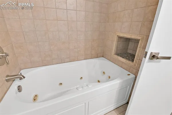 a view of a small space with a window