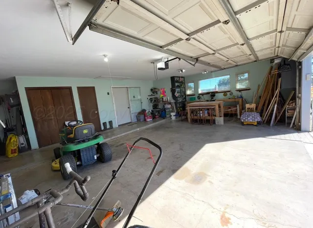 a view of a park with large trees