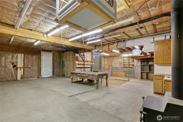 a view of a room with racks