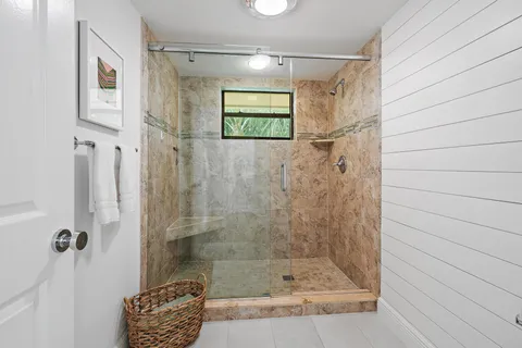 a bathroom with a shower