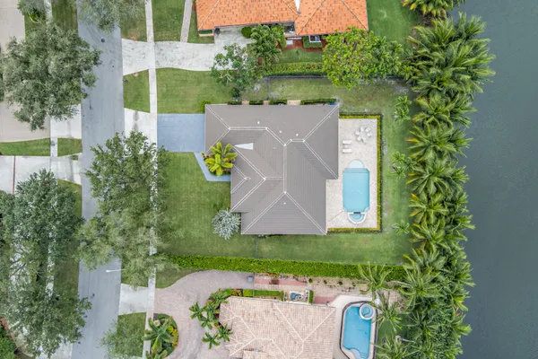 an aerial view of a house