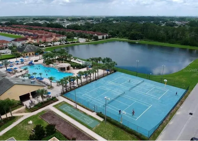 an aerial view of a house