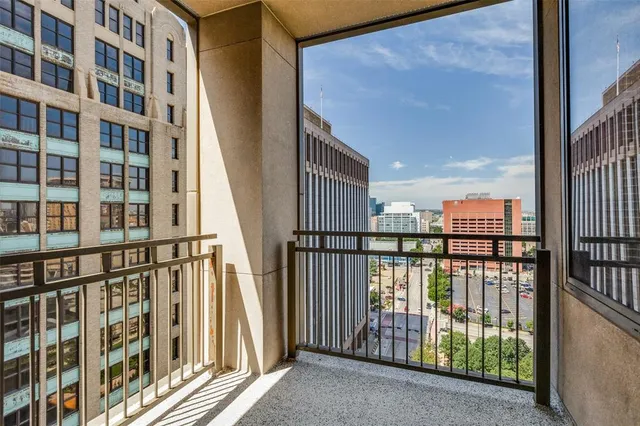 a view of a balcony from door