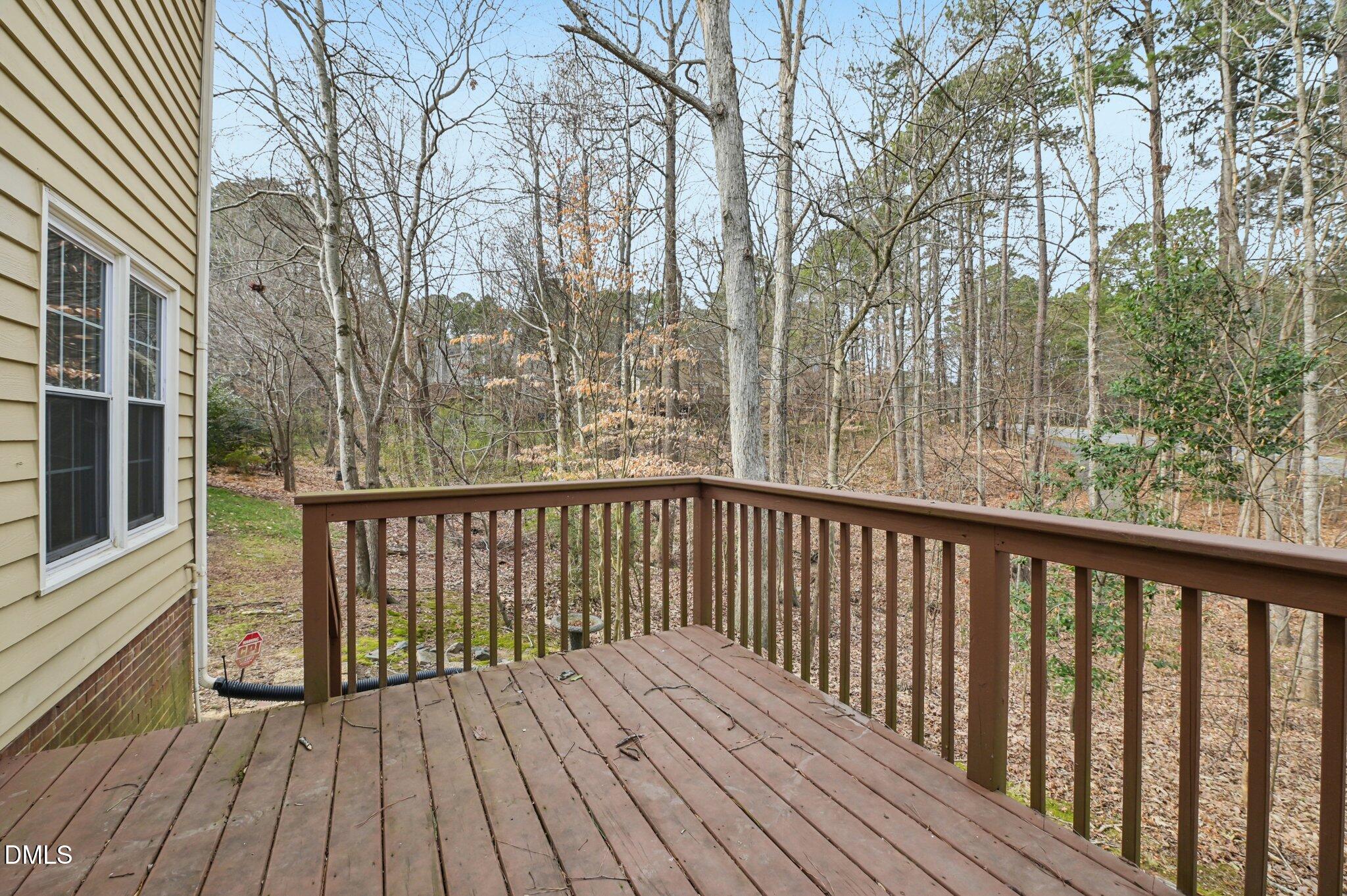 135 Long Shadow Place Durham, NC 27713 - Photo 22 of 23 a balcony with wooden floor and fence