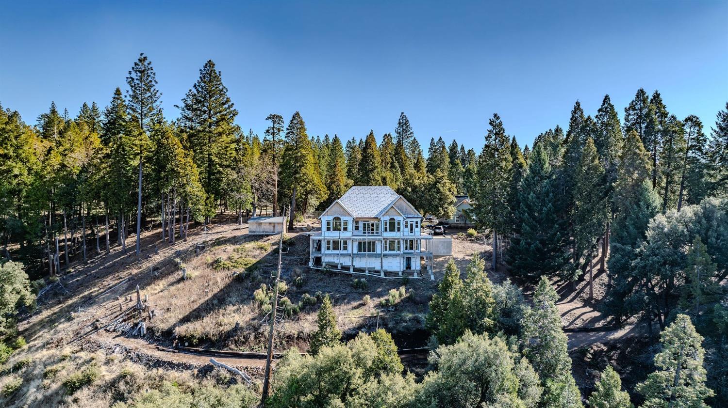 24985 Shake Ridge Road Volcano, CA 95689 - Photo 33 of 92 a front view of a house with a yard and tree s