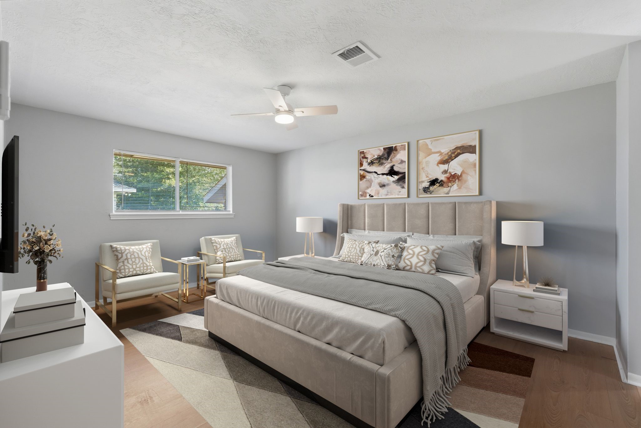 25611 Timberlane Drive Spring, TX 77386 - Photo 18 of 38 a bedroom with a bed and a couch