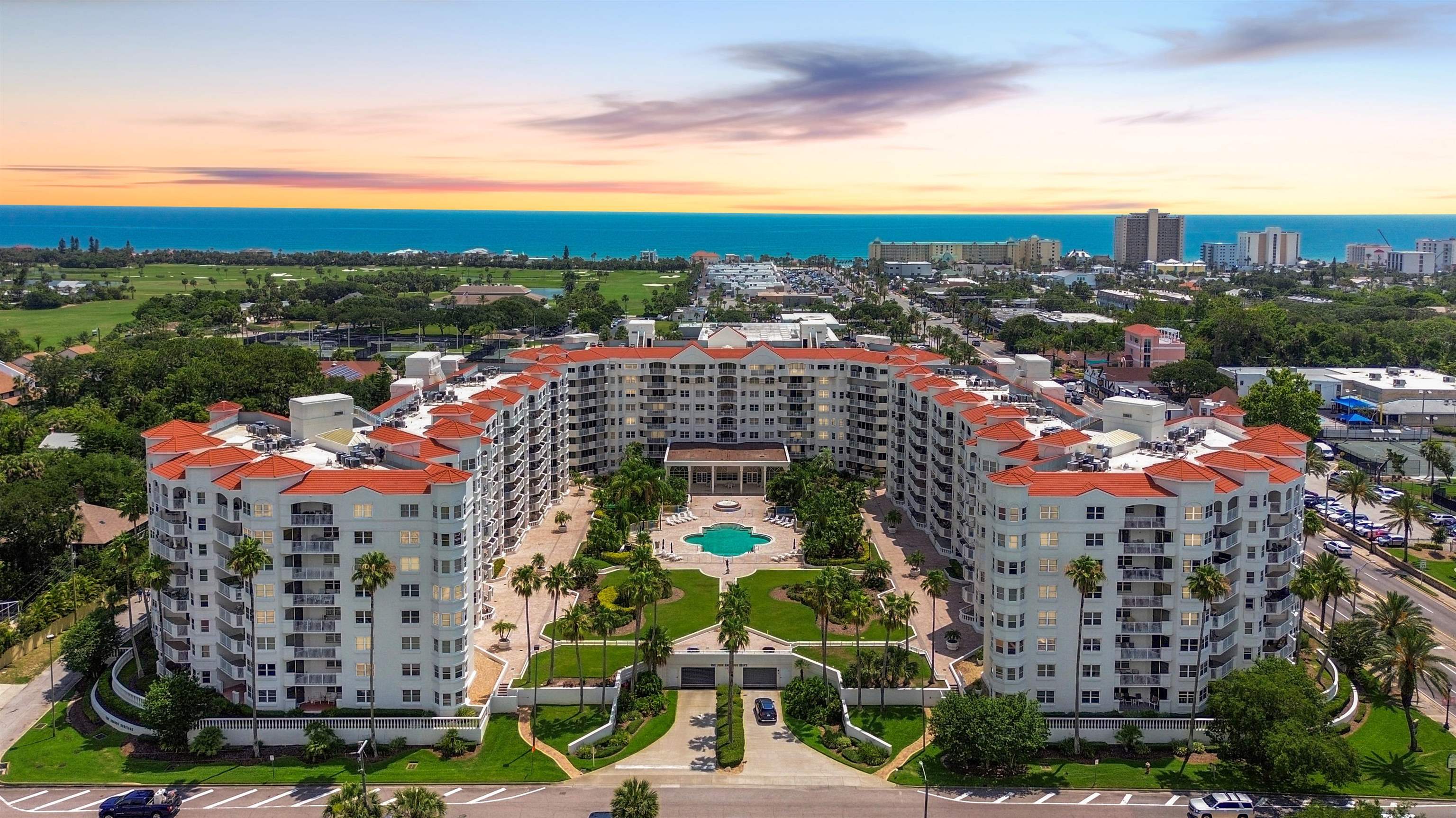 a city view with tall buildings