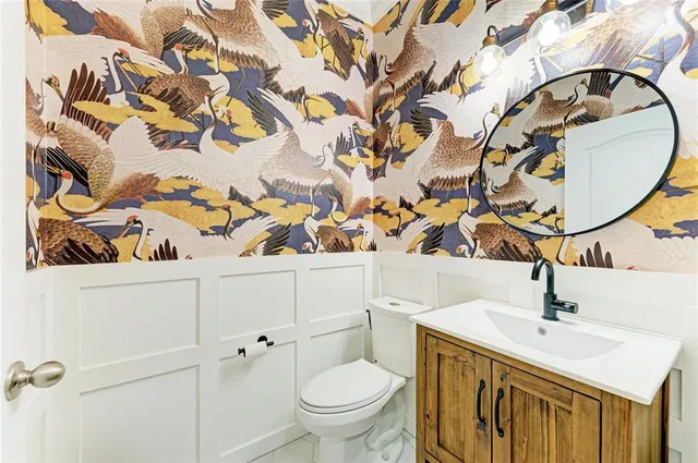 a view of a room with racks on the wall