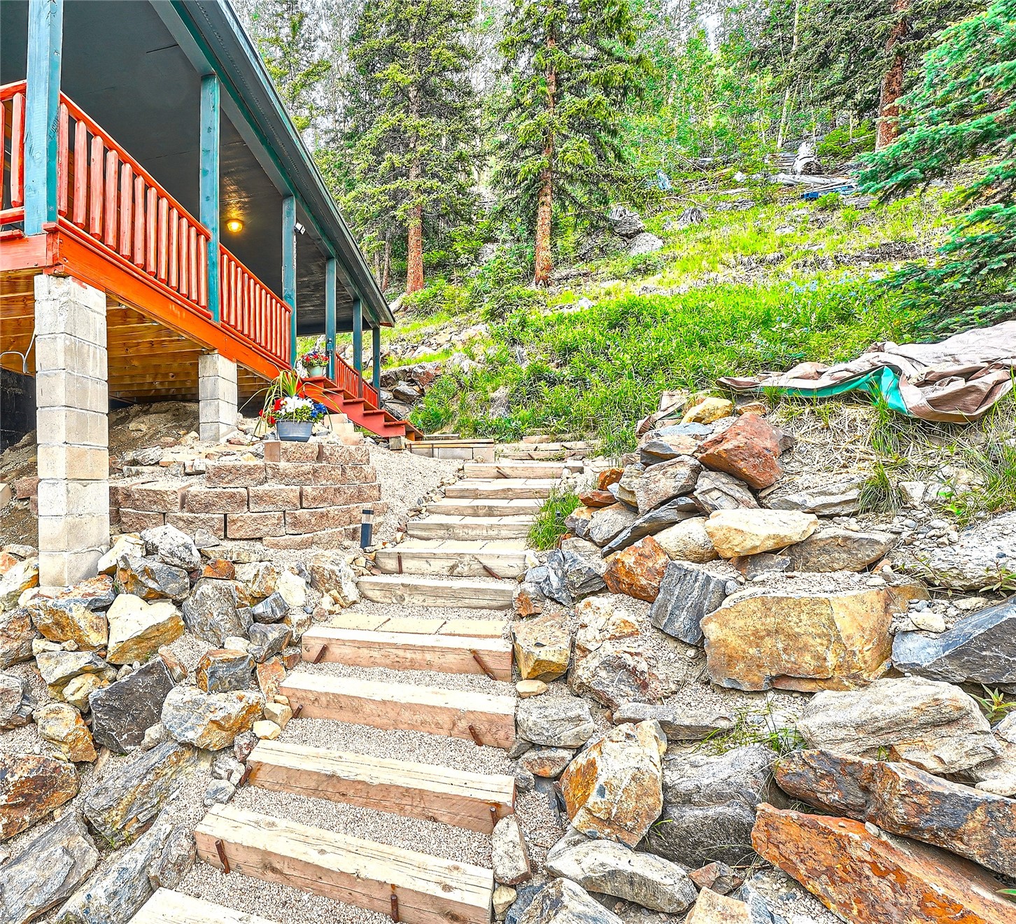 483 Bullion Mine Road Keystone, CO 80435 - Photo 21 of 28 A rock and wood terraced stairway greet you on arrival.