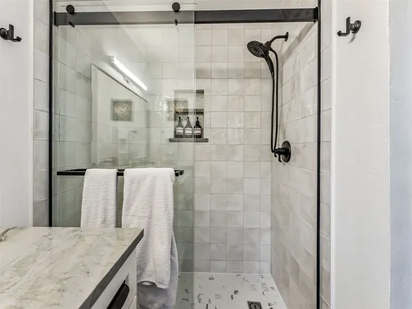 a bathroom with a shower