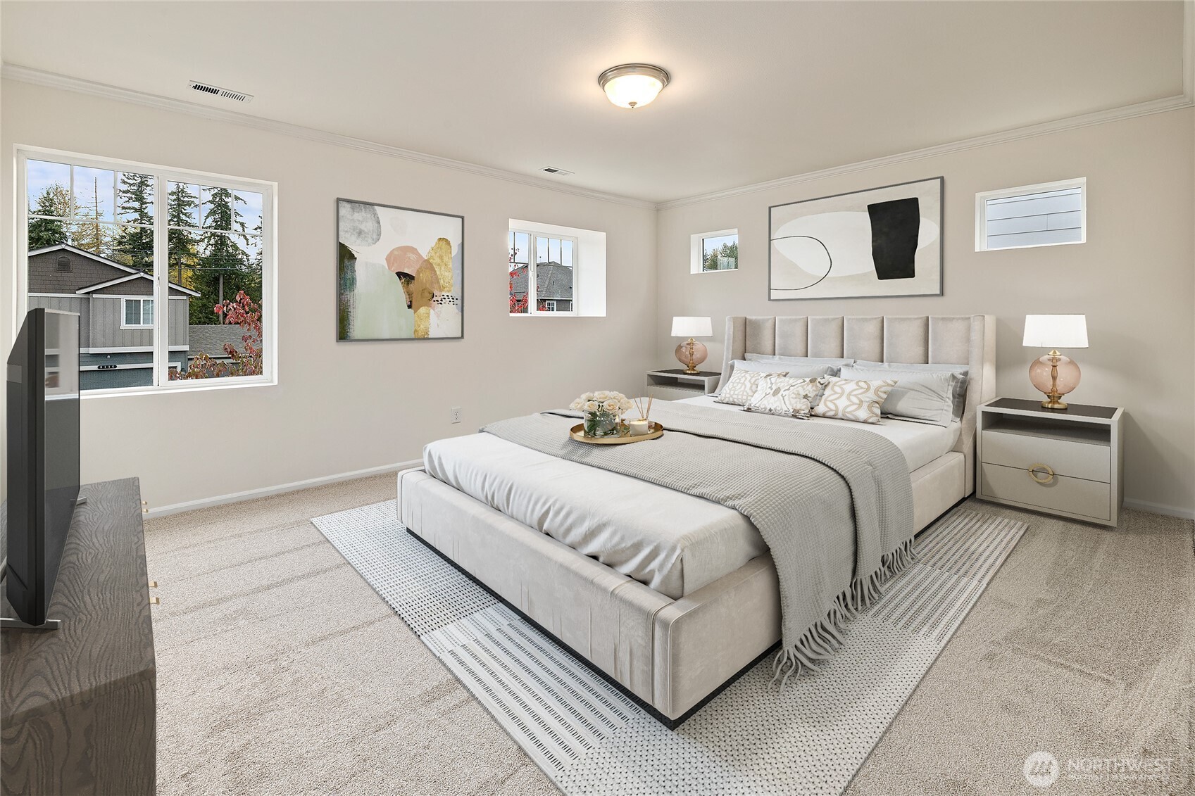 8117 175th St Court East Puyallup, WA 98375 - Photo 28 of 40 a bedroom with a large bed and a window