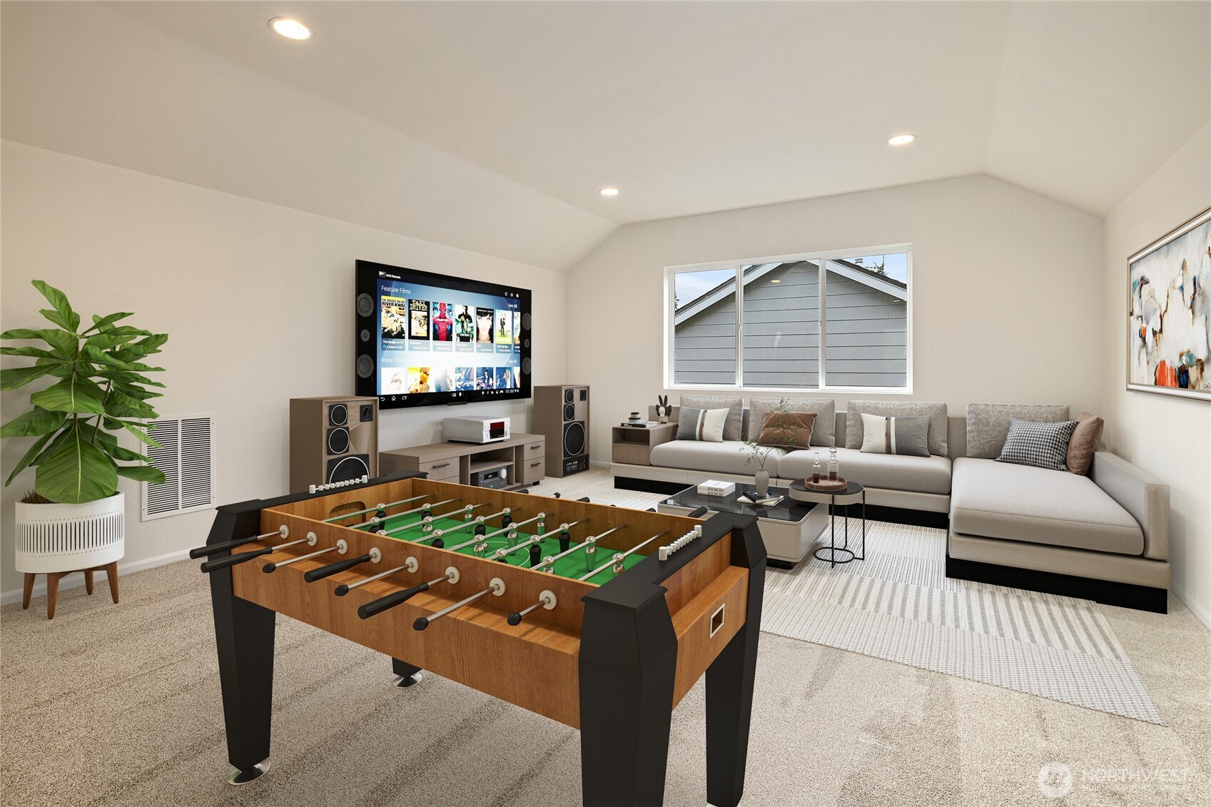 8117 175th St Court East Puyallup, WA 98375 - Photo 34 of 40 a living room with furniture and a flat screen tv
