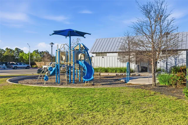 a view of a park with slide