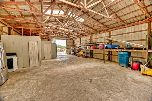 a view of a garden with an outdoor space