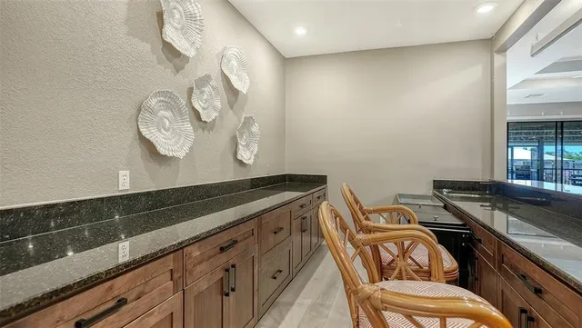 an aerial view of a house with a garden