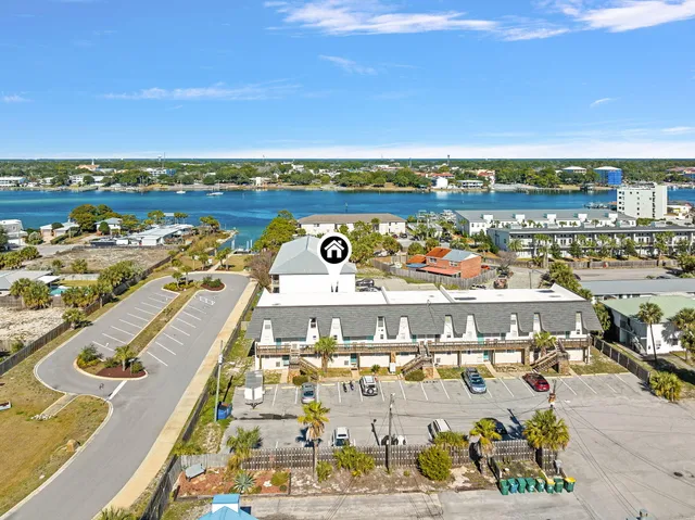 a view of a city with an ocean view